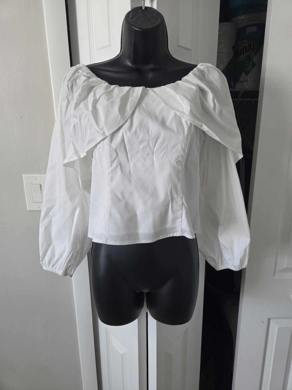 Express White Off-Shoulder Ruffle Blouse